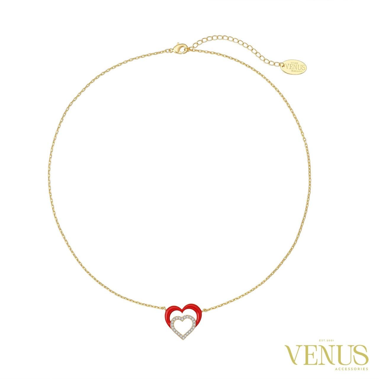 Stylish Artificial Heart Pendant Necklace for Women – Elegant Gold Plated Design
