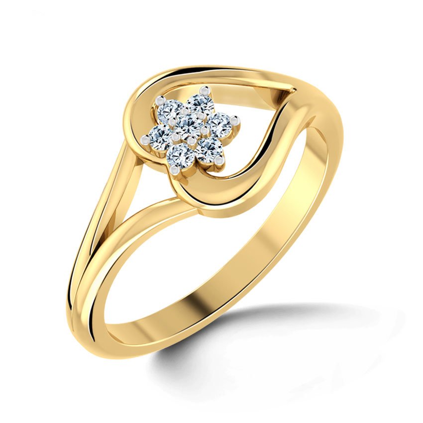 Floral Diamond Design Gold Ring