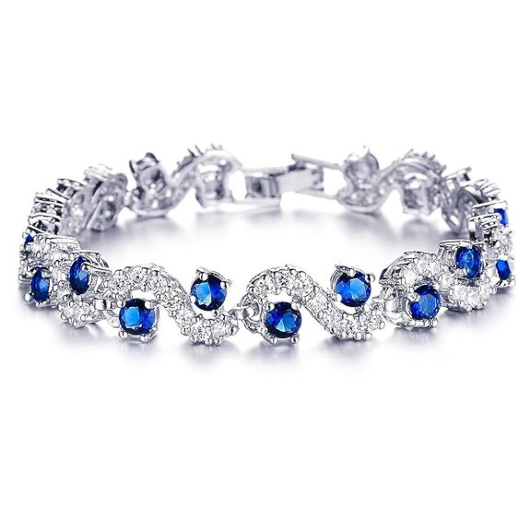 Silver Plated Blue Stone Designer Link Bracelet