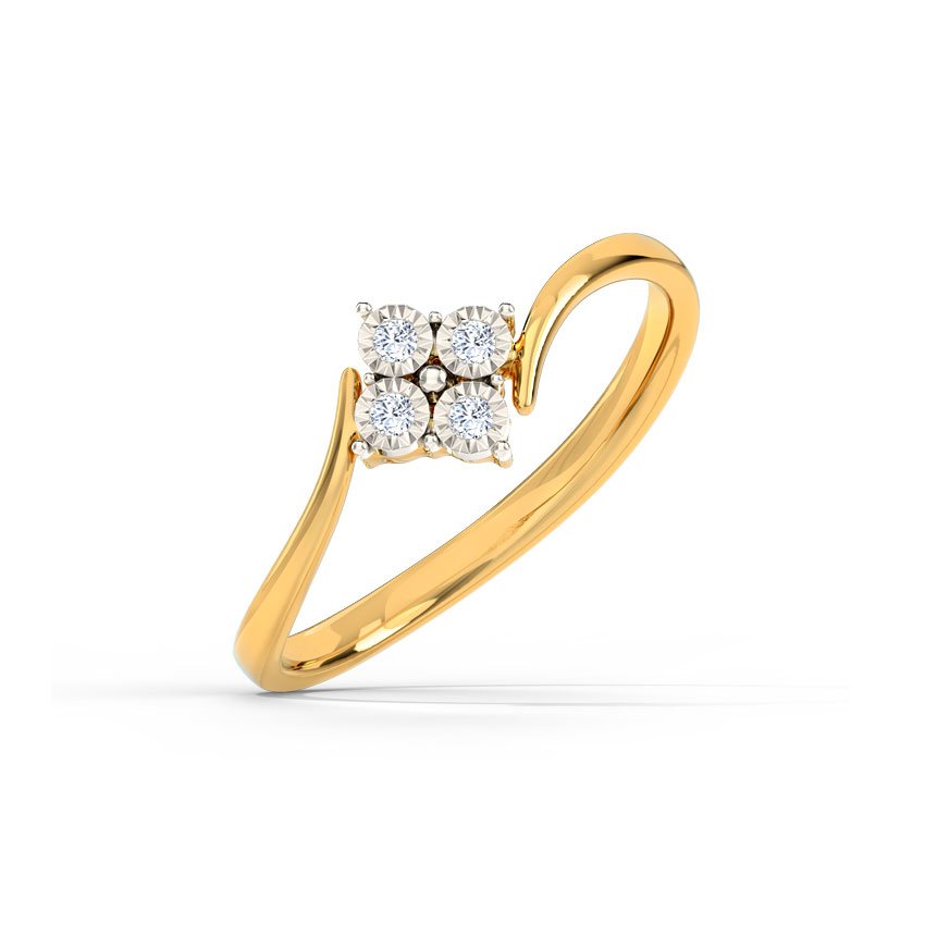 Elegant Square Diamond Gold Ring for Women
