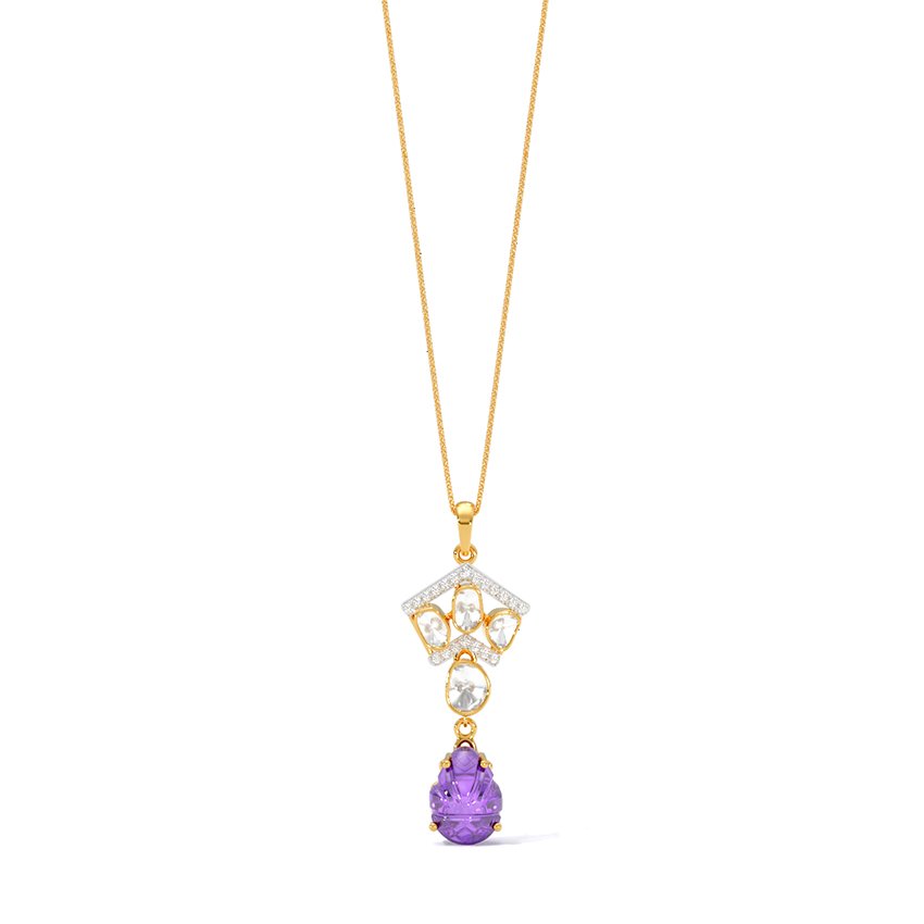 Elegant Purple Crystal Designer Pendant Necklace
