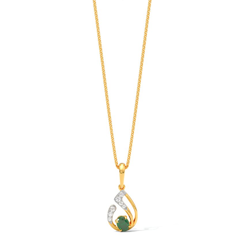 Green and White Diamonds Pendent Necklace