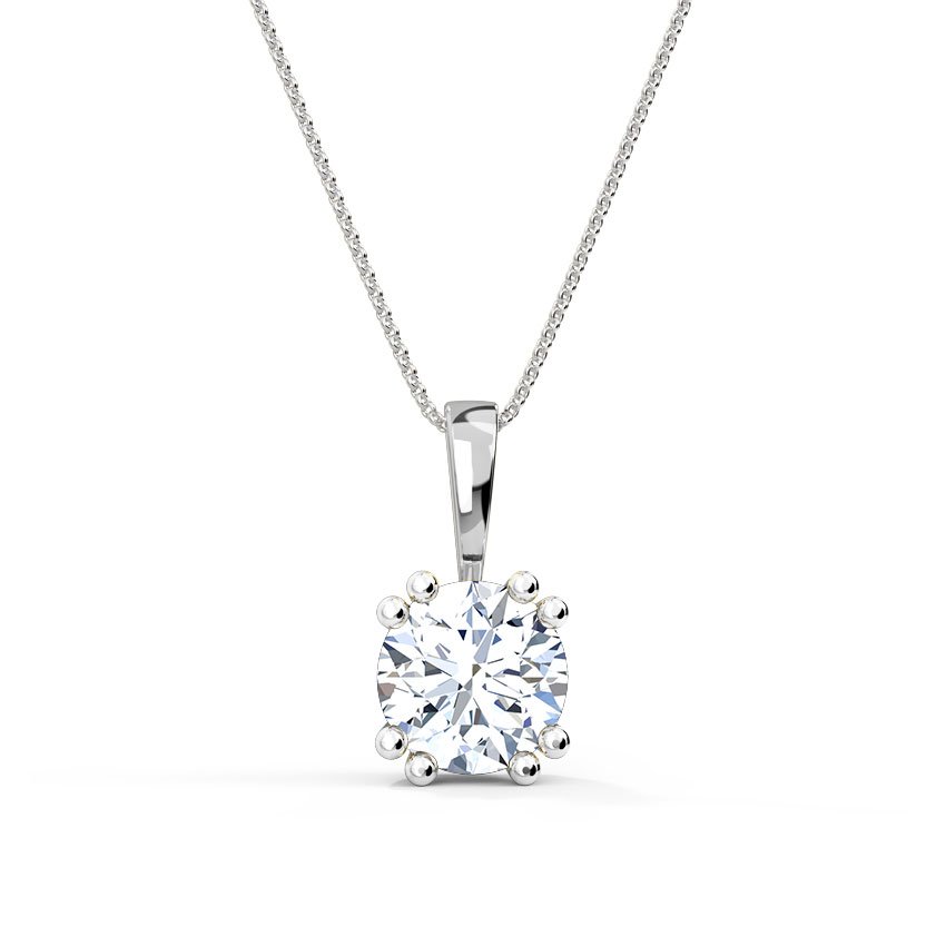White Diamond Silver Plated Pendant Necklace